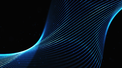 Wall Mural - abstract background of twisted surface in a cyber space. spiral rotating element with particles.