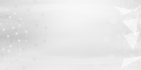 Gray halftone pattern with white line motion and network connection backdrop wallpaper. Clean Grey geometric background.