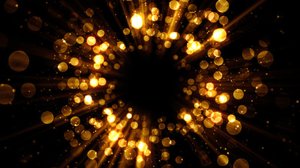 Wall Mural - glamour abstract background for celebration with golden particles and dust. magic vortex with lights
