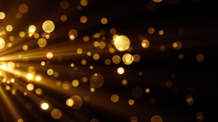 Wall Mural - Glamour abstract background for celebration with stream of golden particles and shiny dust.