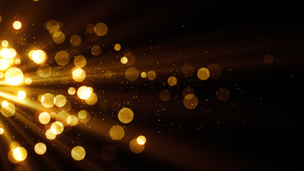 Wall Mural - glitter celebration texture. abstract magic stream with golden particles, lights and sparks.