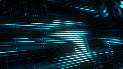 Wall Mural - abstract high-tech blue background for communication concept with digital flow in a cyber space.