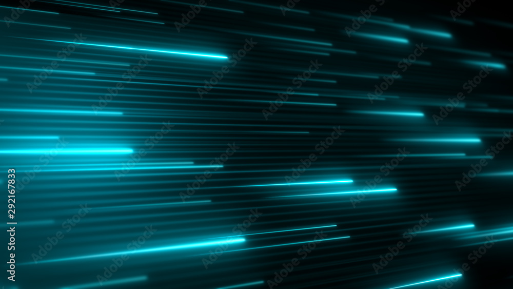 Horizontal neon stripes. Abstract background. Bright shiny lines in a cyberspace. Futuristic data flow. Application code running. System information transfer. - obrazy, fototapety, plakaty 