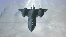 Lockheed SR-71 Blackbird. Animation Of A Two Jet Engine Airplane Without A Tail Covered With Vapor And Smoke Soaring High In The Mountains In Winter. The Elements Of This Image Furnished By NASA.