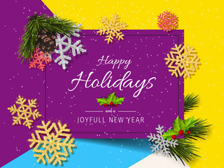 Wall Mural - turquoise happy holidays and joyful new year vector illustration. happy holidays vector.