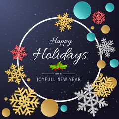 Wall Mural - turquoise happy holidays and joyful new year vector illustration. happy holidays vector.