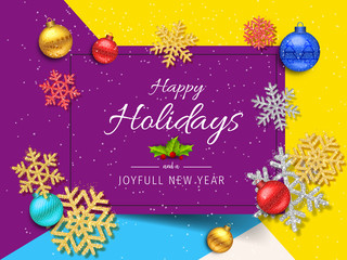 Wall Mural - turquoise happy holidays and joyful new year vector illustration. happy holidays vector.