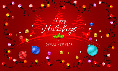 Wall Mural - turquoise happy holidays and joyful new year vector illustration. happy holidays vector.