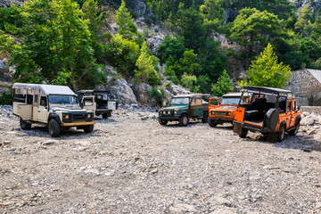 Excursion trip in the all-wheel drive vehicles on mountain roads, Kemer, Antalya, Turkey