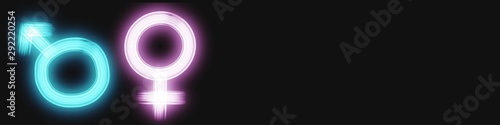 Male and female icon symbol together in neon