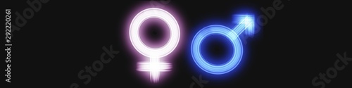 Male and female neon icon symbol