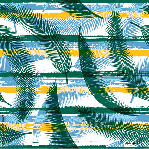 Organic coconut palm leaves tree branches over