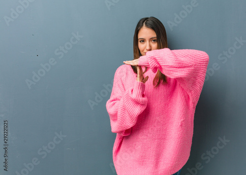 Young modern woman doing a timeout gesture Tableau sur Toile