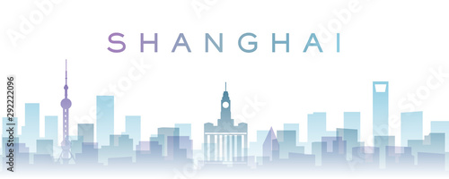 Shanghai Transparent Layers Gradient Landmarks Skyline
