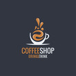 coffee hot cup logo on dark background