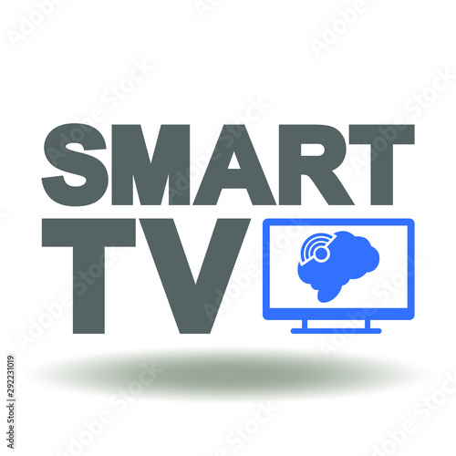 Smart Tv Logo Modern Television Monitor Brain Wifi Video Internet Things Technology Icon Vector Stock Vector Adobe Stock