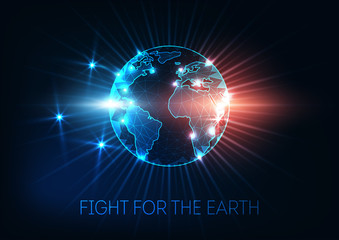 Wall Mural - fight for the earth, climate change, global warming concept world map globe.