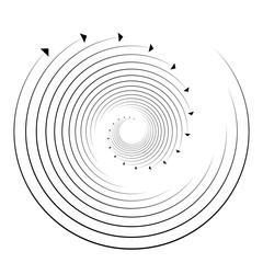 Poster - Plexus, wire-frame radial circles with nodes. Geometric spiral for technology, block chain, circuit like themes. Cycle rings design. Swirl, twirl, vortex concentric lines. 