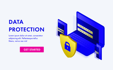 Wall Mural - data security protection concept. business verification technology, safety and confidential software