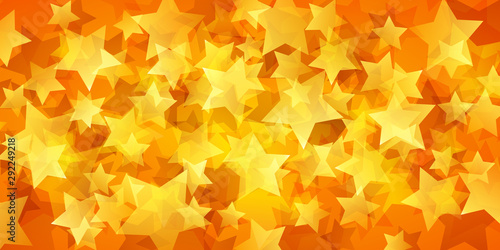 Abstract background of translucent stars in orange colors