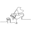 one line drawing piano music instrument vector illustration minimalist design
