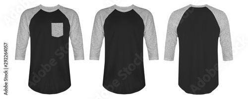 Download Set Of Blank T Shirt Raglan 3 4 Sleeve Bundle In Front And Back View Isolated On White Background Ready For Your Mockup Design Stock Photo Adobe Stock