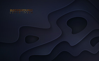 Wall Mural - black wavy vector background. black paper cut background with 3d style. abstract black papercut with