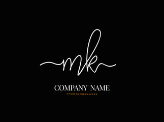 M K MK Initial handwriting logo design with circle. Beautyful design handwritten logo for fashion, team, wedding, luxury logo.