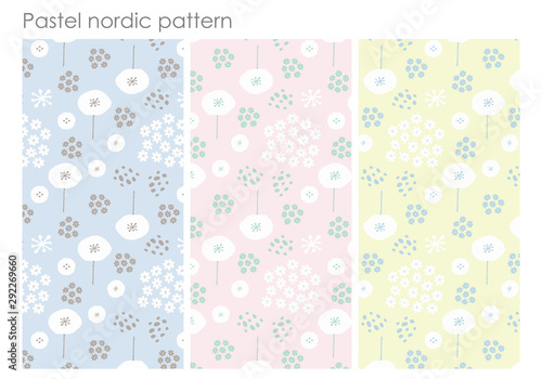 Fotografía Pastel nordic seemless pattern 北欧 花柄
