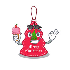 Sticker - With ice cream christmas tag hanging on mascot shape