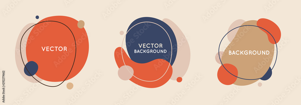 Vector set of abstract creative backgrounds in minimal trendy style with copy space for text - obrazy, fototapety, plakaty 