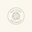 Vector logo design template and emblem in simple line style - recycled materials