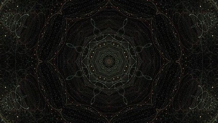 Wall Mural - seamless abstract sparkling kaleidoscope loop on black background