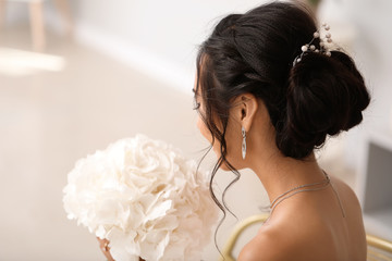 Sticker - Beautiful young Asian bride at home