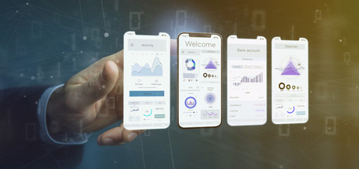 Wall Mural - application interface ui on a smartphone - 3d rendering