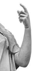 Wall Mural - Stone statue detail of human hand isolated on white background by clipping path