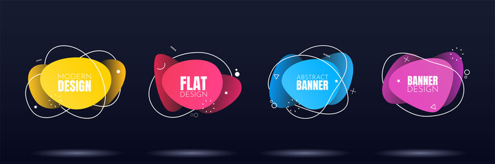 Canvas Print - Vector modern abstract banners. Flat geometric dynamic color. Modern Art graphics. Element for design business cards, invitations, flyers and brochures. Bright template. Trendy background set