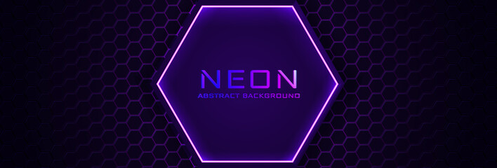 Wall Mural - abstract neon background with violet light, line and texture. vector banner design in dark night col