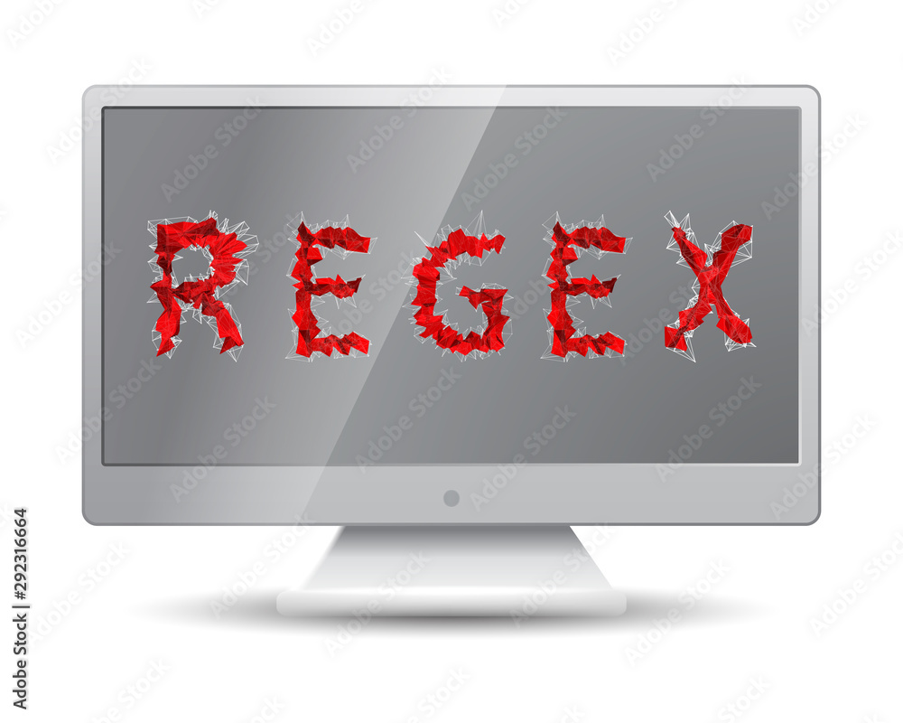 Regex of red polygons inscription from programming area on monitor ...