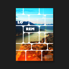 Wall Mural -     Modern Style Tiled Flyer or Cover Design for Your Business with Blurry Night City View Image - Template Applicable for Reports, Presentations, Placards, Posters, Travel Guides 