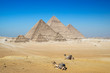 The Giza pyramid complex viewed from the sandhills,Giza Plateau, Cairo, Egypt