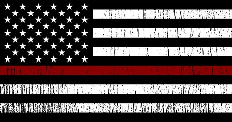  American Flag with red line - honoring Firefighters. Vector EPS 10