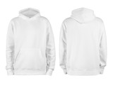 Fototapeta  - Men's white blank hoodie template,from two sides, natural shape on invisible mannequin, for your design mockup for print, isolated on white background