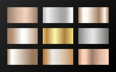 Wall Mural - Gold, silver and bronze gradients vector mega set.