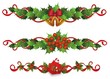 © sabelskaya - Holiday border divider set - red holly berries with green leaves and red ribbon