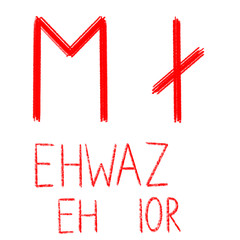 Wall Mural - Set of ancient runes. Versions of Ehwaz rune with German, English and Old Scandinavian titles. Rune Ehwaz, Eh, Ior is symbol of speed, change, movement. Senior futark. Ancient occult symbols.