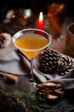 Fototapeta Na sufit - Exotic drink served in martini glass decorated with sugar sprinkles for christmas