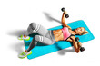 © 103tnn - Professional fitness woman working out and stretching isolated on white background