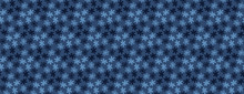 Blue Indigo Tiny Daisy Meadow Seamless Border Pattern. Dark Moody Dyed Winter Floral Ribbon Trim. Vector Ditsy Vintage Banner Edging