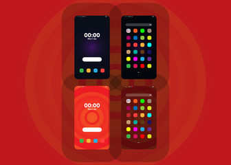 Wall Mural - Smartphone Phone Screens Generic Layout Mock Up User Interface User Experience UI Vector Illustration